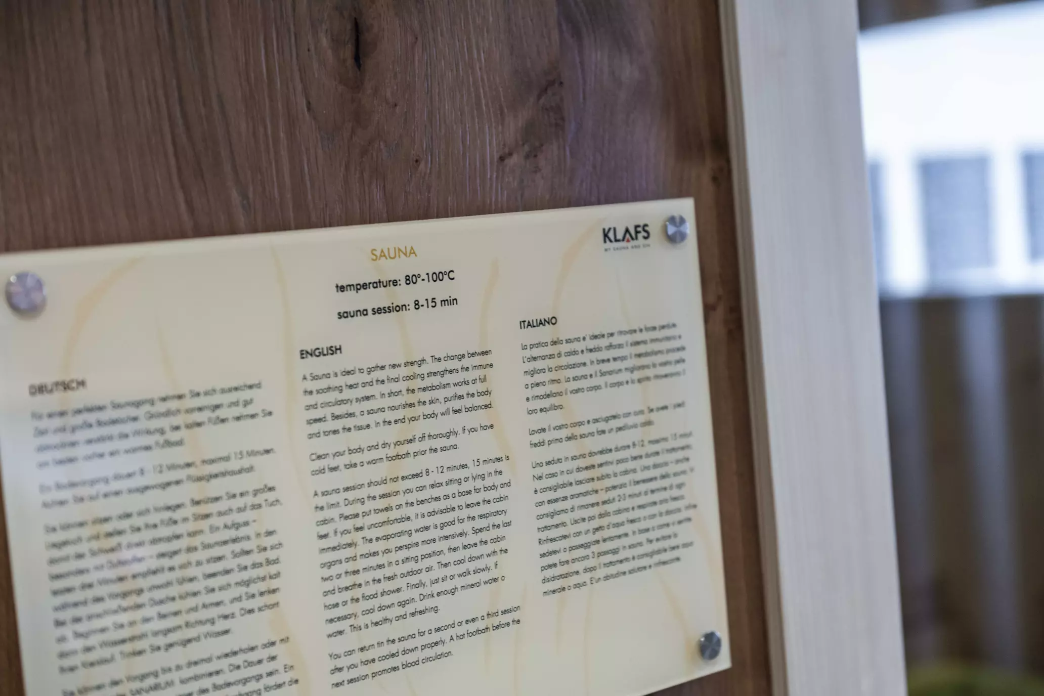 Informationstafel zur Sauna